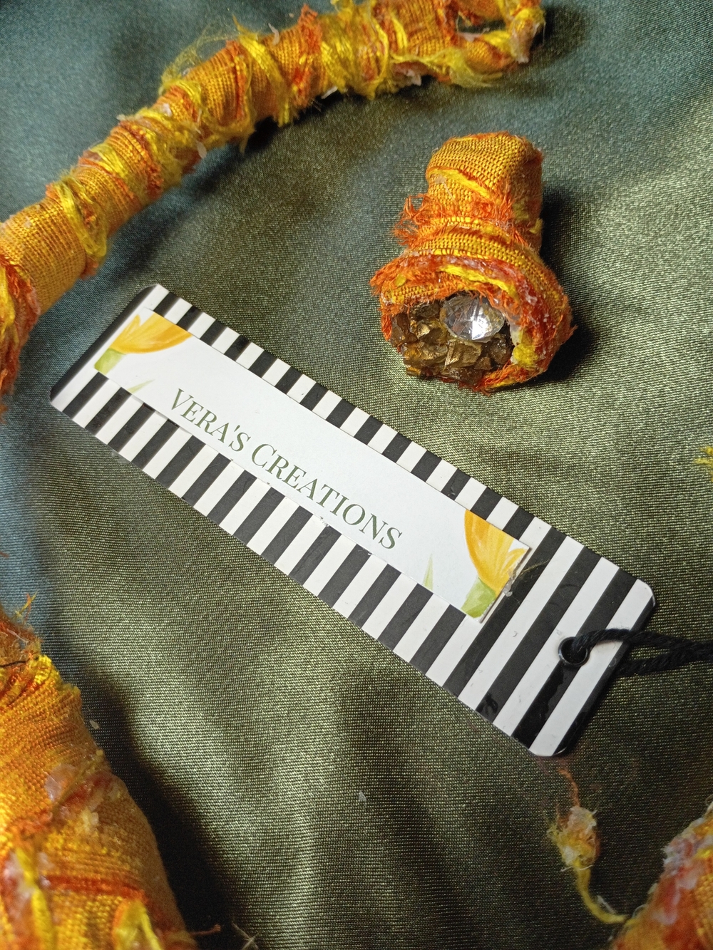 Orange & Yellow Textile Necklace